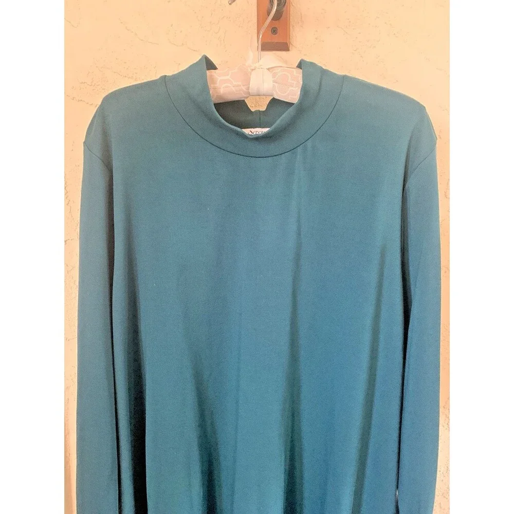 SERENGETI Women's Dress Size 2XL Turquoise Green Blue Long Rayon VTG